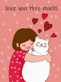 Love You This Much Hugging Cat