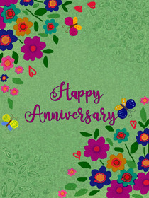 Happy Anniversary Floral Greeting Card