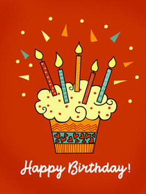 Colorful Birthday Cupcake with Candles