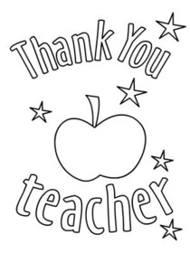 Thank You Teacher Apple Coloring Card