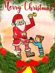 Merry Christmas Santa with Elves