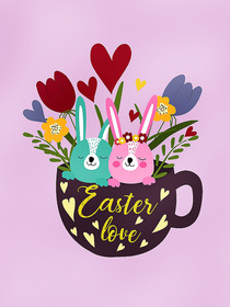 Easter Love Bunny Teacup Card