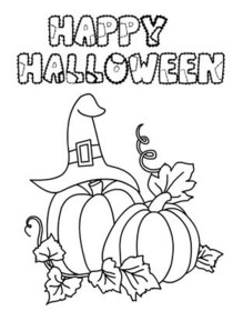 Happy Halloween Pumpkins Coloring Card