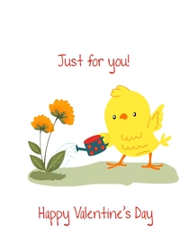 Valentine's Day Chick & Flowers