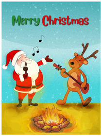 Merry Christmas Santa and Reindeer