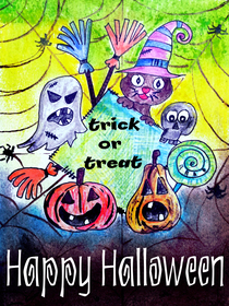 Trick or Treat Halloween Ghost Card