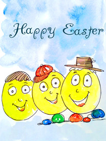 Happy Easter Egg Characters Card