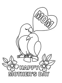 Mom Bird Happy Mother's Day Coloring Card