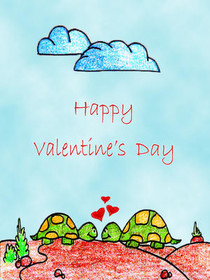 Happy Valentine's Day Turtles Card