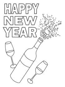 Happy New Year Celebration Coloring Card