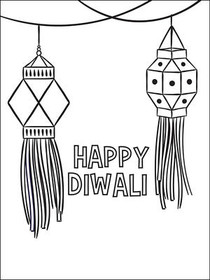 Happy Diwali Lanterns Coloring Card
