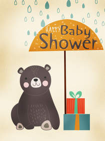 Baby Shower Bear with Umbrella