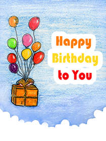 Happy Birthday Balloons & Gift Box