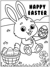 Happy Easter Bunny Coloring Card