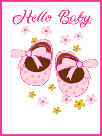 Hello Baby Girl Pink Booties Card