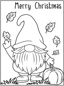 Merry Christmas Gnome Coloring Card