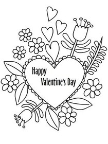 Happy Valentine's Day Heart Coloring Card