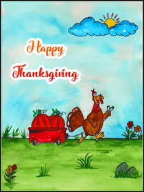 Happy Thanksgiving Harvest Scene