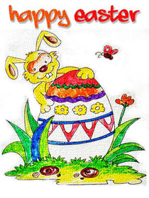 Happy Easter Bunny with Egg
