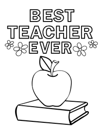 Best Teacher Ever Coloring Card