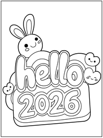 Hello 2026 New Year Bunny Card