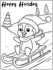 Happy Holiday Penguin Sledding