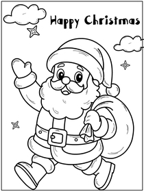 Happy Christmas Santa Claus Coloring Card
