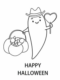 Cute Halloween Chili Peppers Greeting Card