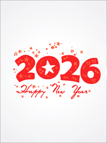 Red 2026 Happy New Year Greeting Card