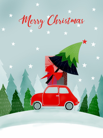 Merry Christmas Red Car