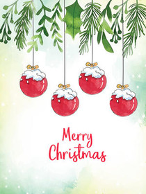 Red Ornaments Christmas Greeting Card
