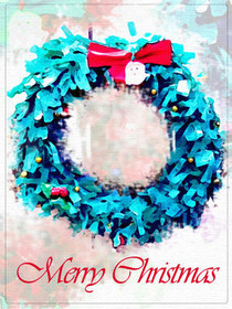 Turquoise Wreath Christmas Card