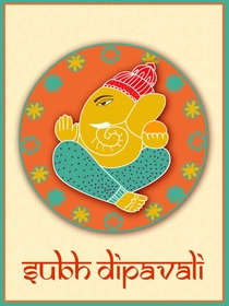 Subh Diwali Golden Buddha Greeting Card