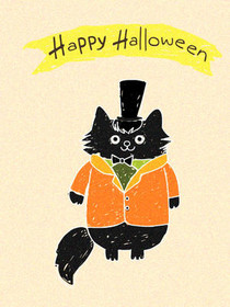 Happy Halloween Black Cat in Top Hat