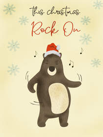 This Christmas Rock On Bear Card