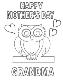 Happy Mother's Day Grandma Owl Coloring Card