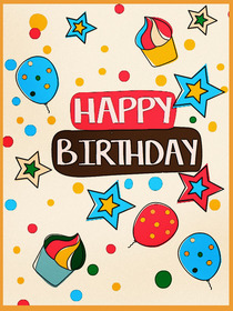 Colorful Birthday Balloons and Stars