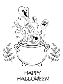 Spooky Cauldron Halloween Greeting Card
