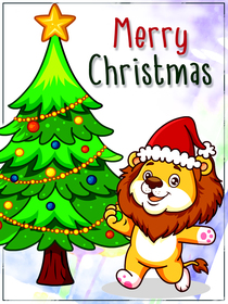 Merry Christmas Lion Greeting Card