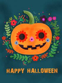 Happy Halloween Pumpkin Face Card