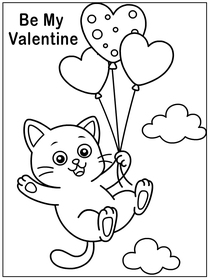 Cute Cat with Balloons Valentine