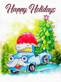 Happy Holidays Festive Car
