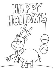 Happy Holidays Reindeer Coloring Card