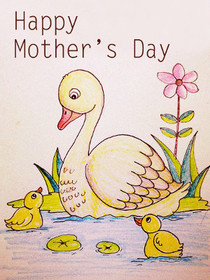 Happy Mother's Day with Duck and Ducklings