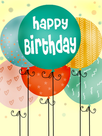 Colorful Balloons Happy Birthday Card