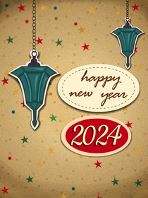 Happy New Year 2024 Vintage Card