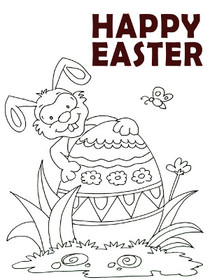 Happy Easter Bunny Coloring Card