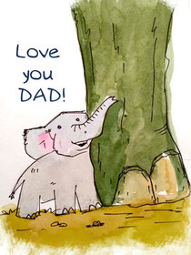 Love You Dad Elephant Card