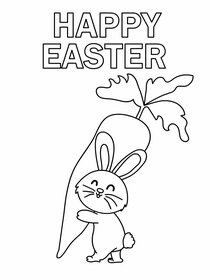 Happy Easter Bunny with Carrot