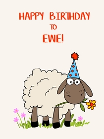Happy Birthday Ewe Sheep Card